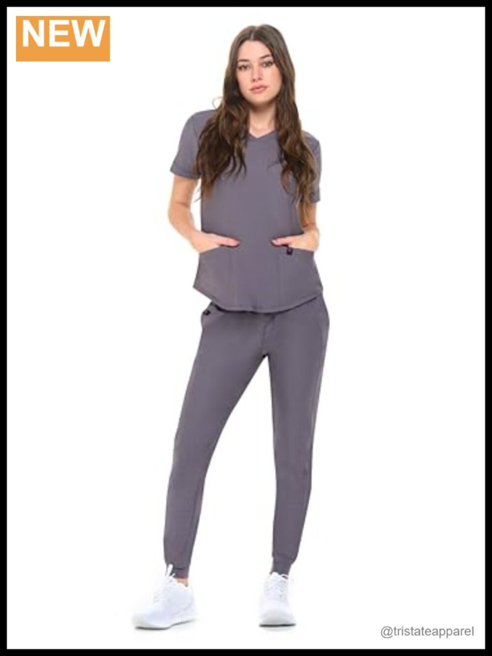 Ultra Stretch Womens Jogger Scrub Set V-Neck Top & Mid-Rise Pants Medical